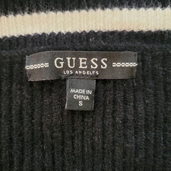 Guess Black Long Sleeve V-Neck Knot Front Sweater - Small - Picture 4 of 7